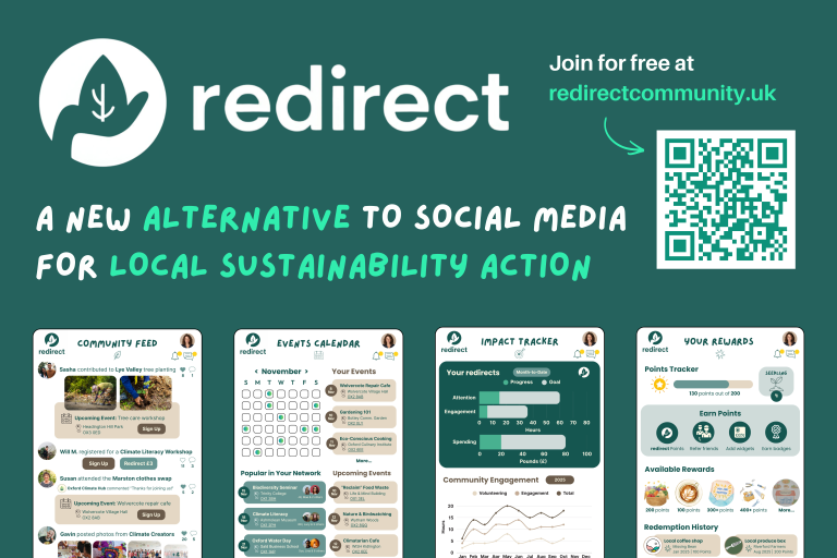 The redirect logo, of a green hand holding a green leaf.