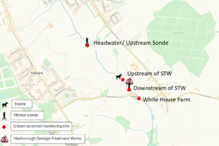 A map of Sewage Treatment Works along the Evenlode.
