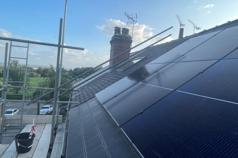 Solar panels on a house roof.