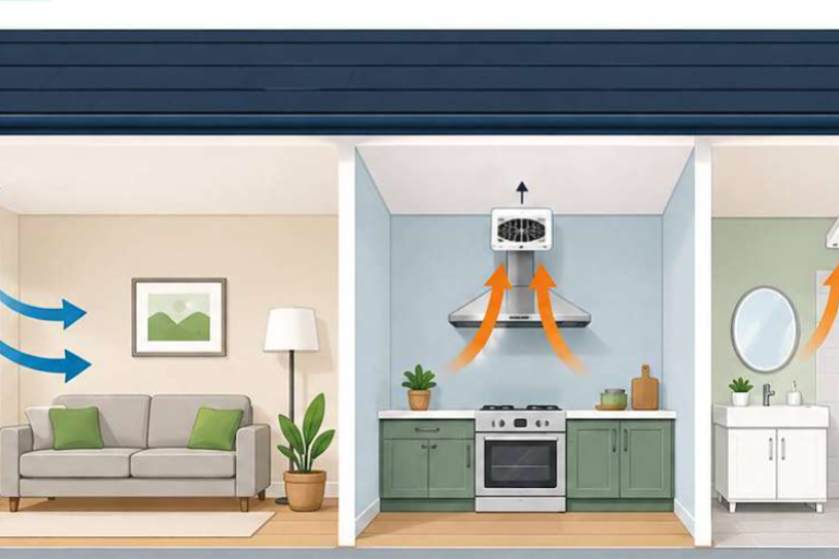 A diagram of different ventilation sources in a home.